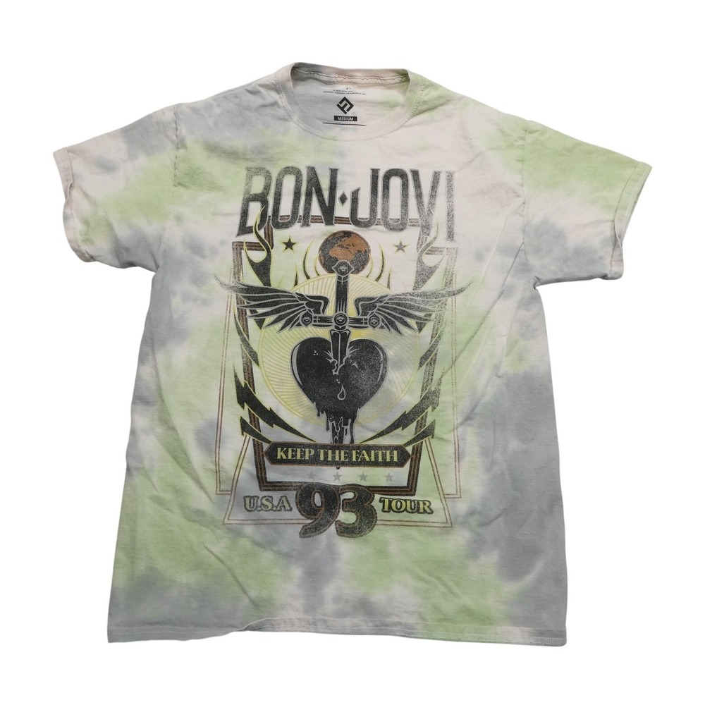 Bon Jovi‎ Keep The Faith USA 93 Tour Shirt Mens Medium Tie Dye Rock Graphic Tee